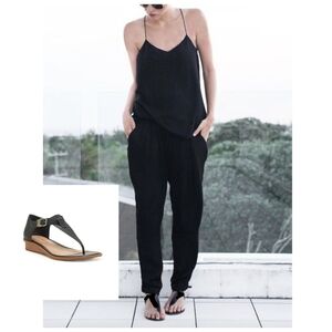 NIB Lucky Brand - Wedge Leather T-Strap Sandals